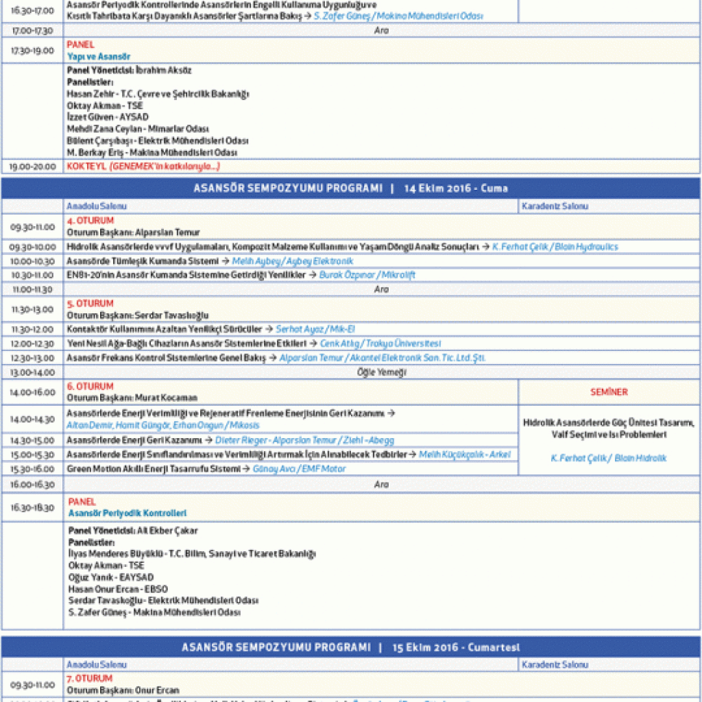 ASANSÖR SEMPOZYUMU 2016